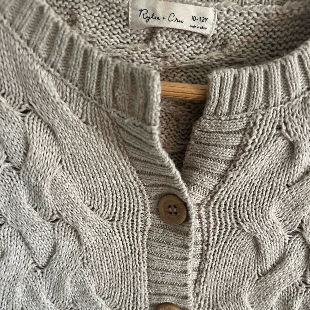 Rylee + Cru cable organic cotton blend girls sweater